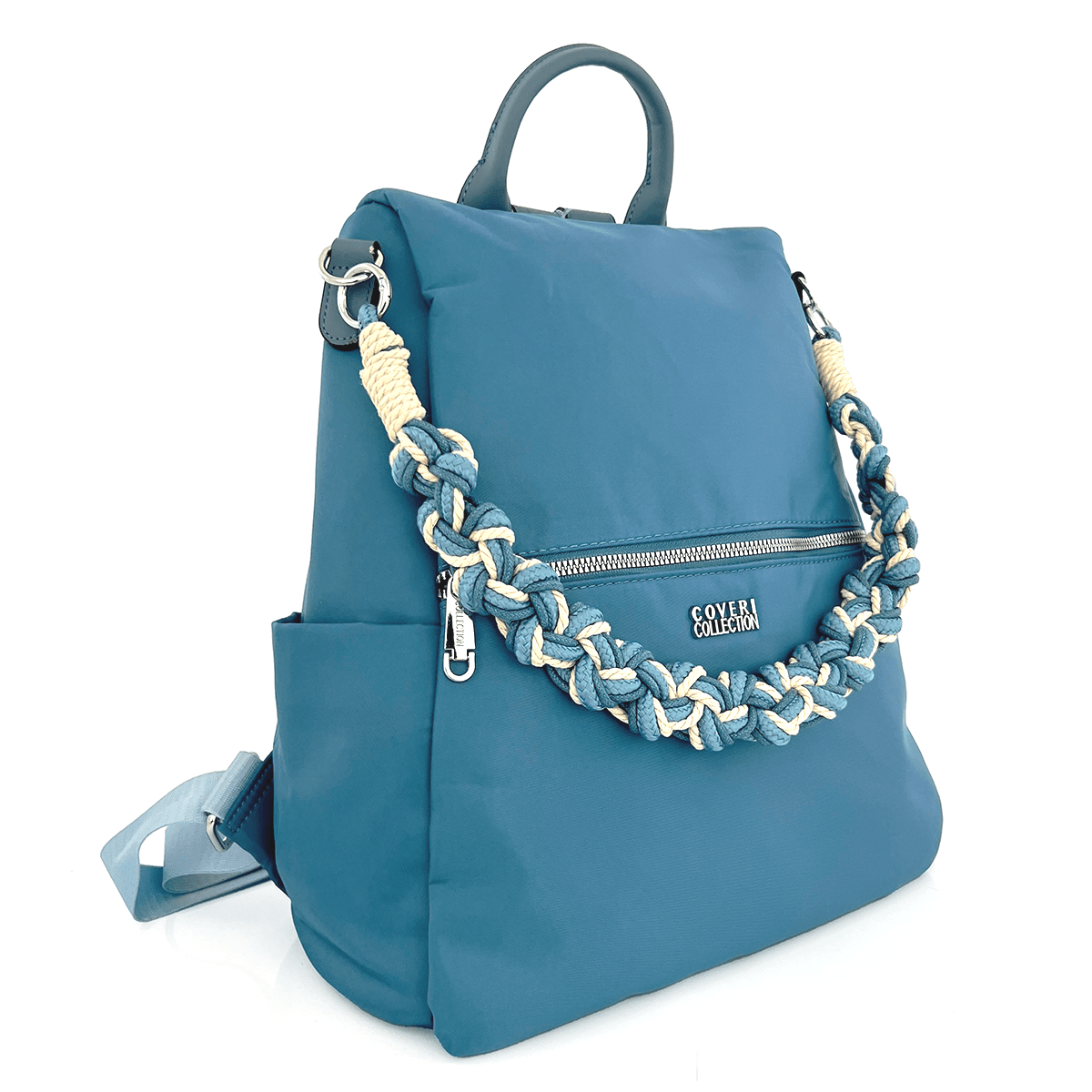 2 в 1 - Водоустойчива раница и чанта със секретно закопчаване - светло синя 