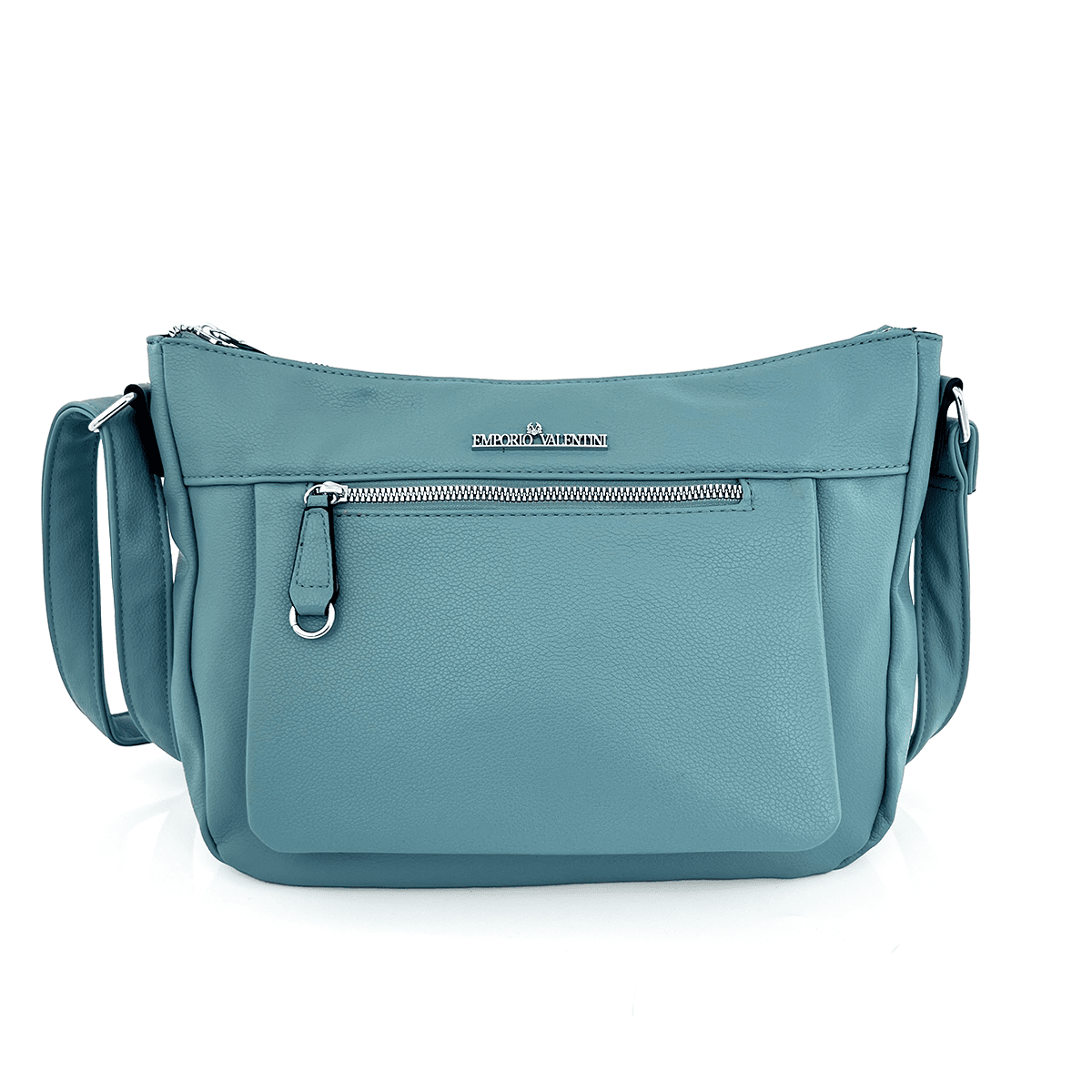 Чанта за през рамо с много джобчета - светло синя 