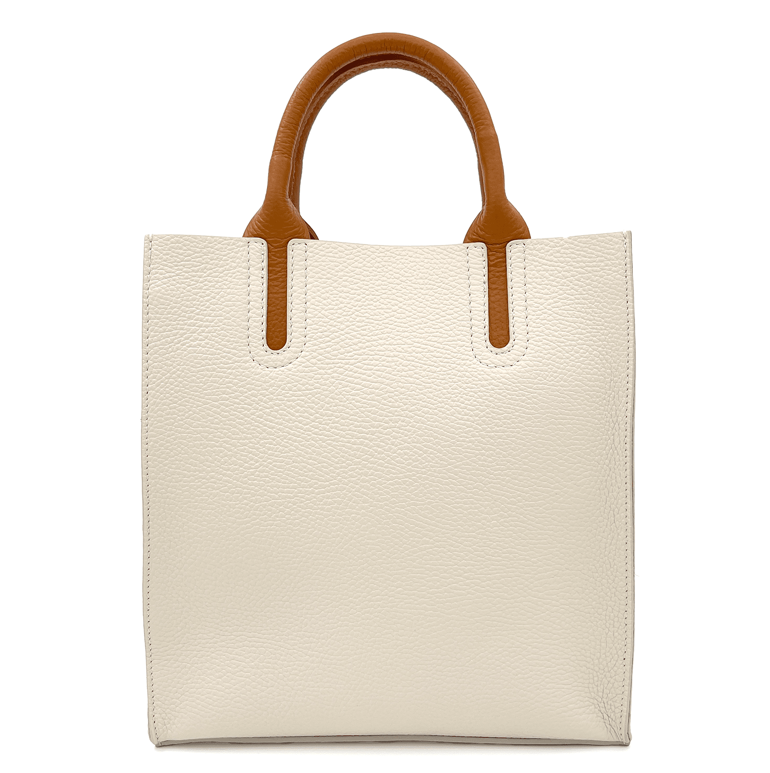Дамска чанта от естествена кожа Florentina - бежово/керемидено кафяво