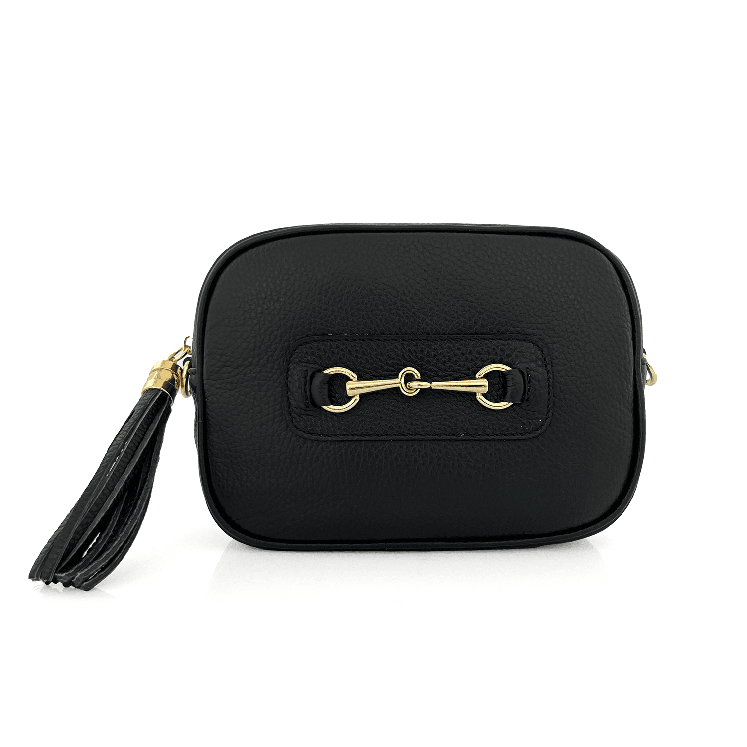 Чанта за през рамо от естествена кожа Lorena - черна 