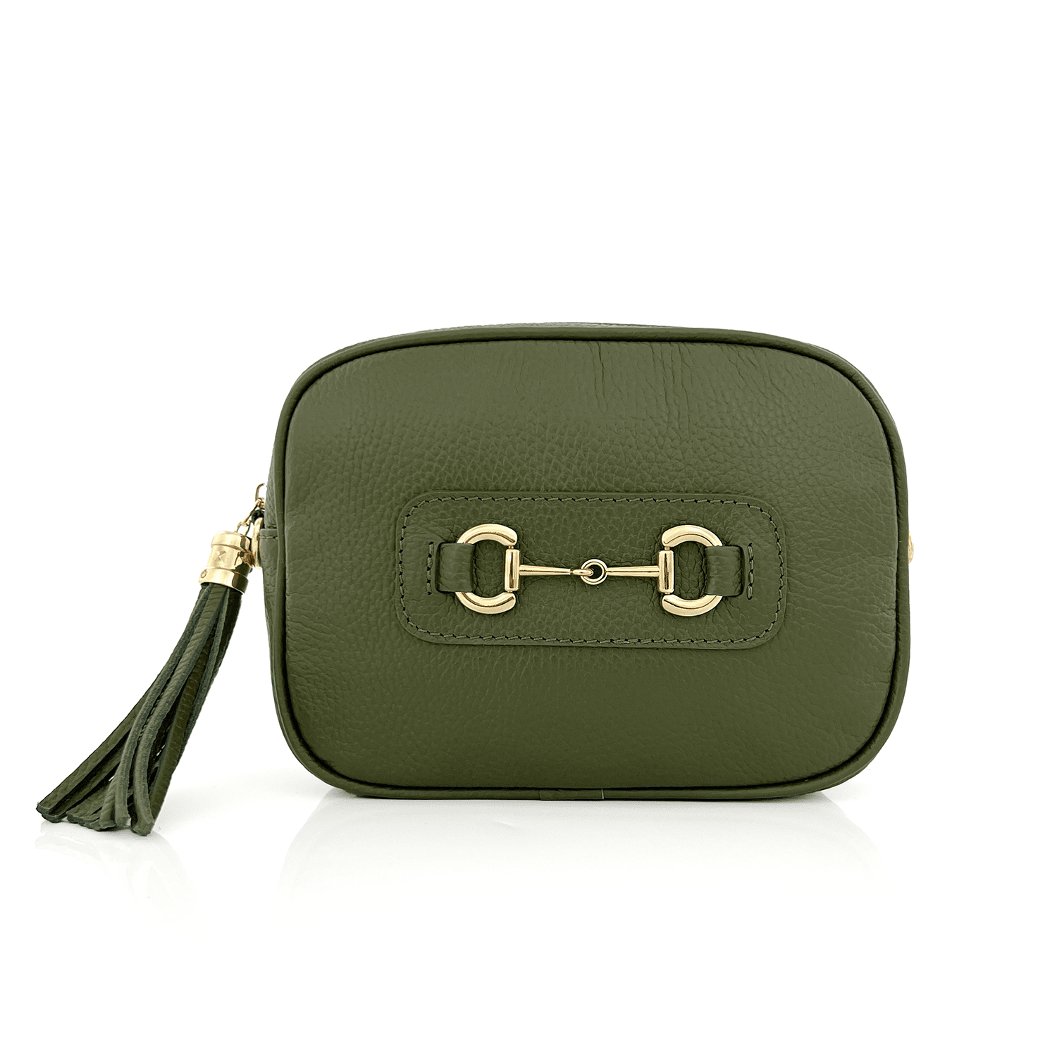 Чанта за през рамо от естествена кожа Lorena - маслено зелена 