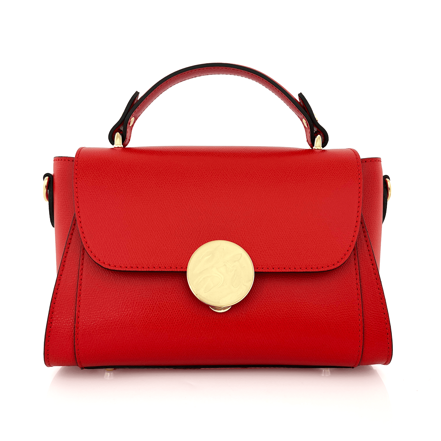 Луксозна чанта от естествена кожа Belissima - червена
