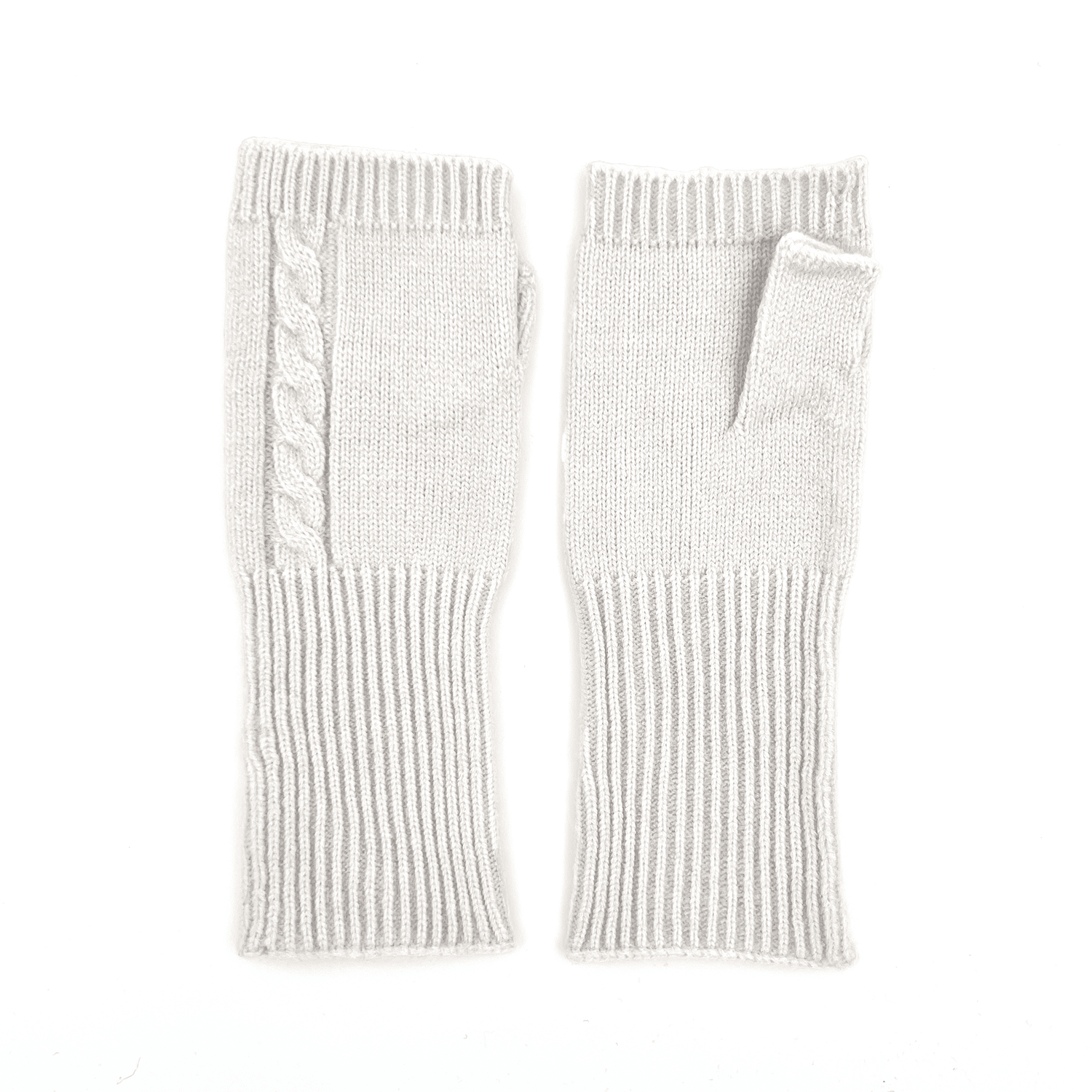 Плетени дамски ръкавици без пръсти - бели