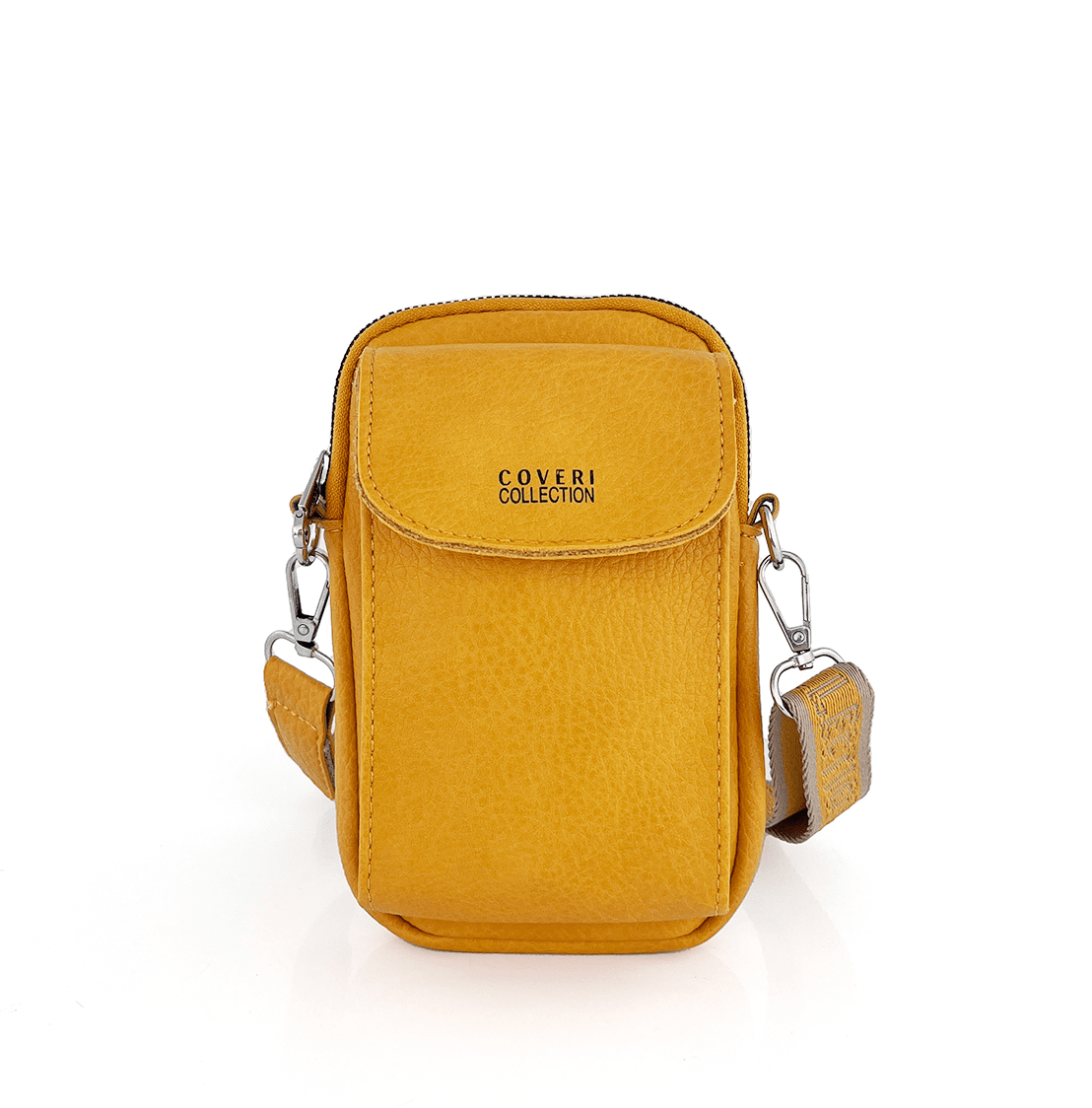 Чантичка през рамо с  джоб за телефон - горчица 