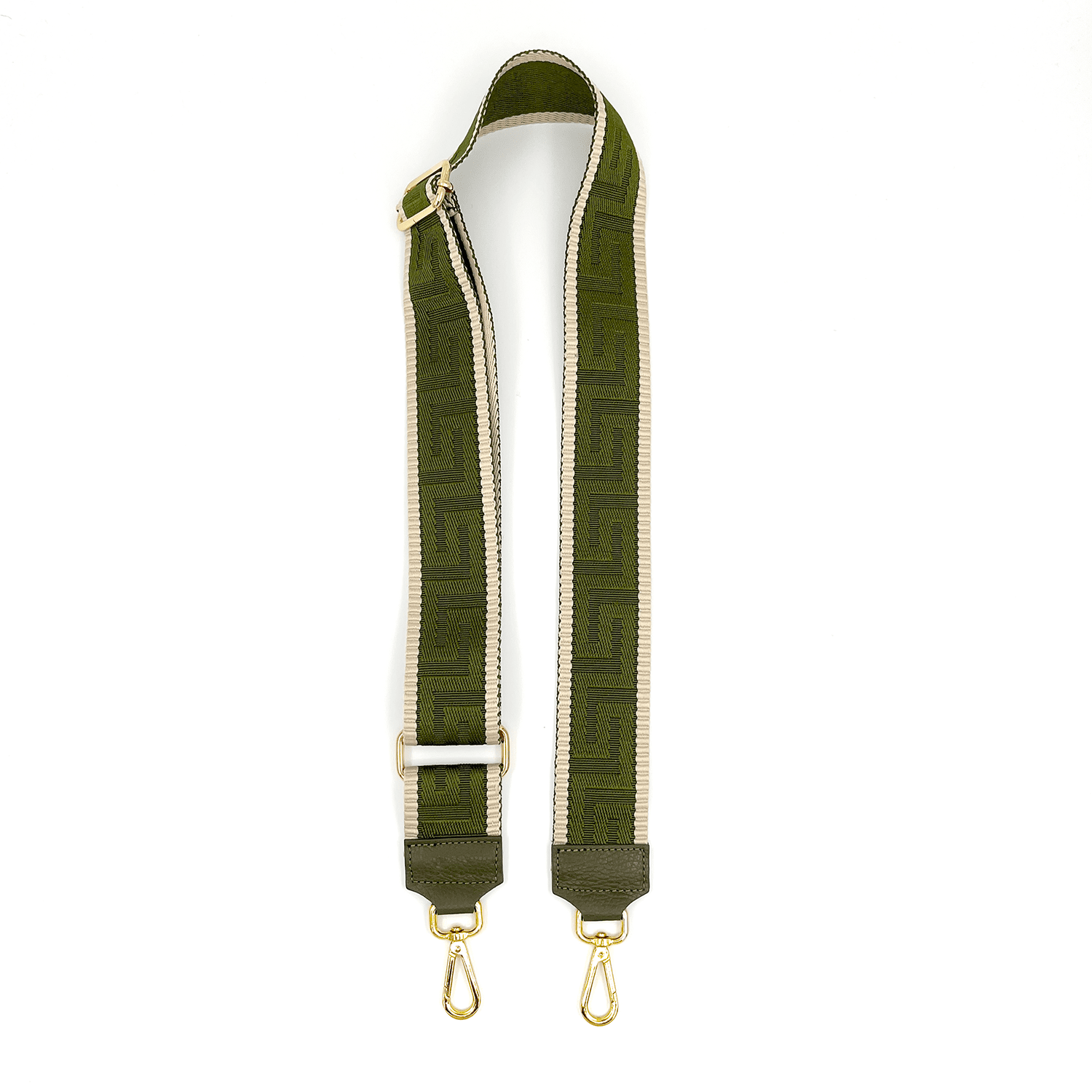 Дълга дръжка от естествена кожа - зелена