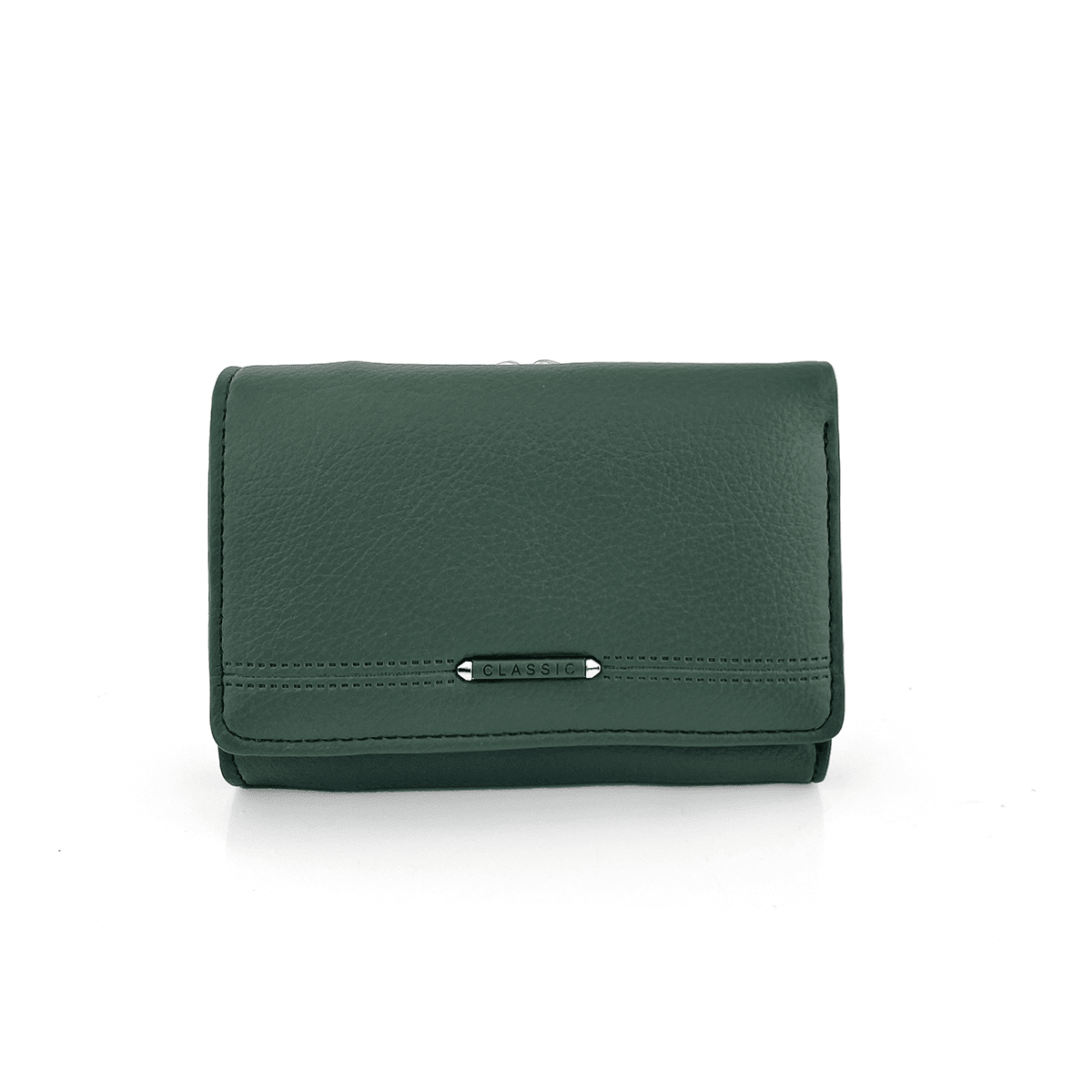 Малко дамско портмоне с много отделения - тъмно зелено 