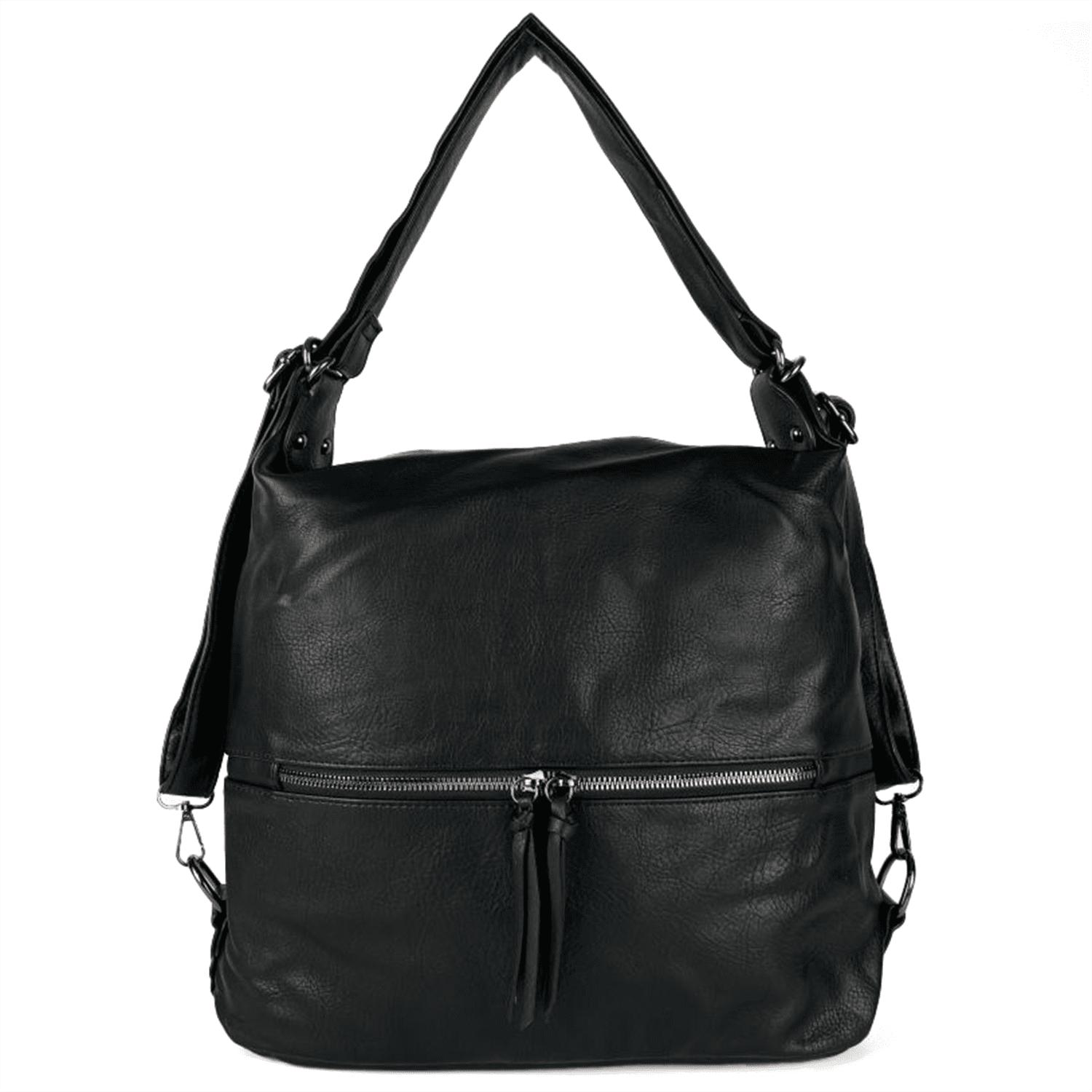 2 в 1 - Голяма чанта и раница - черна