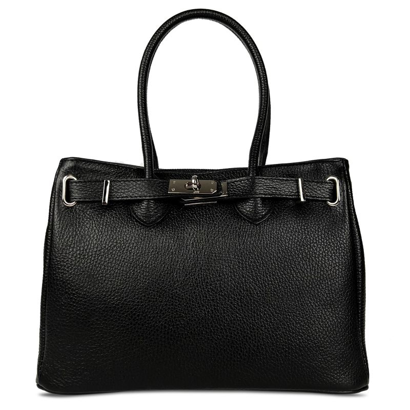 Луксозна чанта от естествена кожа Vivian - черна 