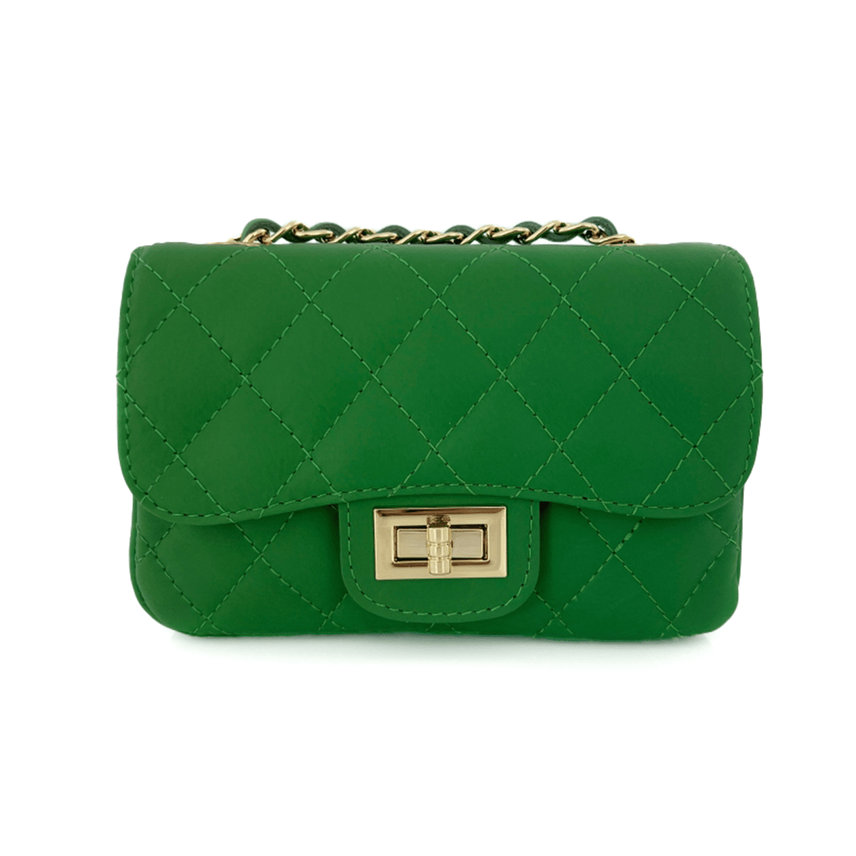 Капитонирана чанта за през рамо от естествена кожа Mila - зелена 