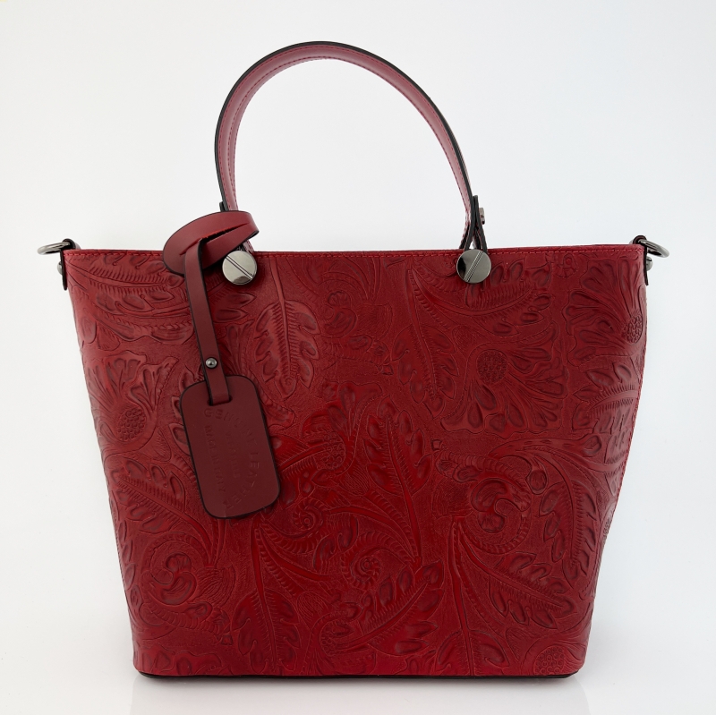 Луксозна чанта от естествена кожа Amelia - червена