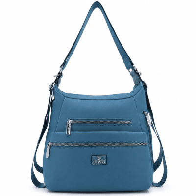 2 в 1 - Чанта и раница от плат - синя
