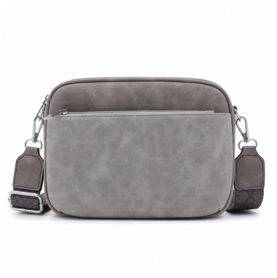 Дамска чанта за през рамо с 3 отделения - сива