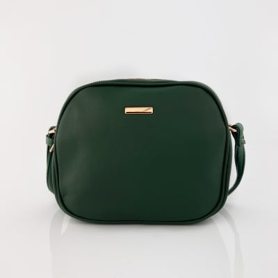 Чанта за през рамо с много отделения - тъмно зелена