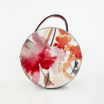 Дамска чанта с цветя от естествена кожа 