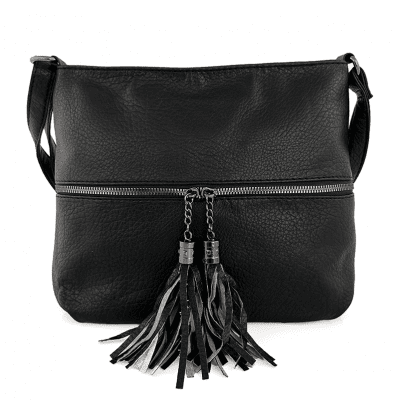 Ефектна дамска чанта за през рамо - черна