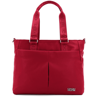 Голяма чанта от плат с много джобчета - червена