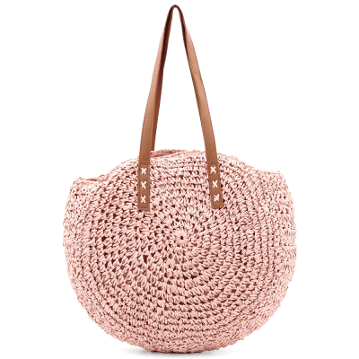 Голяма чанта от рафия Boho - пепел от рози
