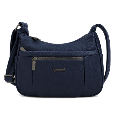 Дамска чанта за през рамо с две отделения - тъмно синя