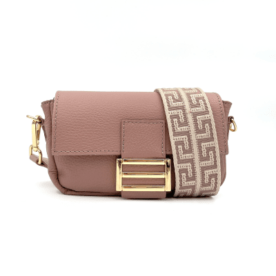 Дамска чантичка от естествена кожа с 3 дръжки - пепел от рози