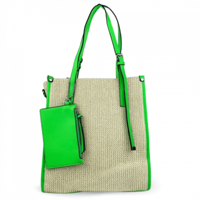 Дамска чанта с плетена слама Bellissima - зелен