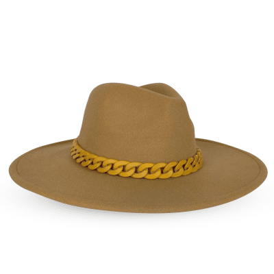 Дамска шапка "Федора" - светло кафява