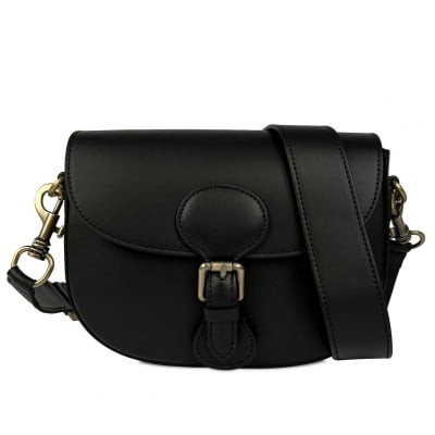 Чанта за през рамо от естествена кожа Ramona - черна