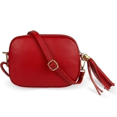 Чанта за през рамо от естествена кожа Bria - червена
