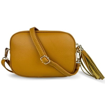 Чанта за през рамо от естествена кожа Bria - горчица