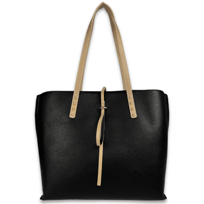 Елегантна чанта от естествена кожа Elinora - черна 