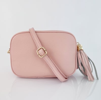 Чанта за през рамо от естествена кожа - Bria розова