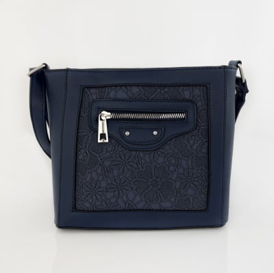 Удобна дамска чанта за през рамо - тъмно синя