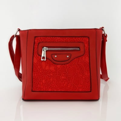 Модерна дамска чанта за през рамо - червена