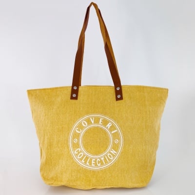 Голяма плажна чанта - жълта