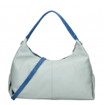 Двуцветна чанта тип торба от естествена кожа - тъмно син/светло син