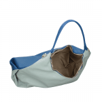 Двуцветна чанта тип торба от естествена кожа - горчица/бяло