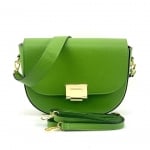 Чанта за през рамо с 2 дръжки от естествена кожа Nola - зелена