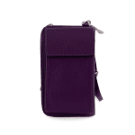 2 в 1 - чантичка и портмоне от естествена кожа - лилаво 