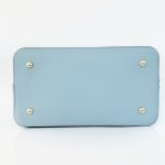 Луксозна дамска чанта от естесвена кожа - светло синя 