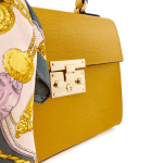 Чанта от естествена кожа с фишу Alessandra - керемидено кафява