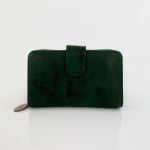 Луксозно дамско портмоне с опушен ефект - зелено