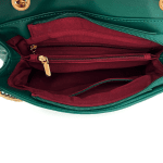 Diana & Co - Капитонирана дамска чанта за през рамо  - тъмно  зелена 