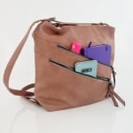3 в 1 - Чанта, раница и чанта за през рамо - светло кафява