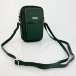 Чантичка през рамо с 2 отделения и джоб за телефон  - тъмно зелена 