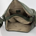 Чанта за през рамо с 2 отделения и много джобчета - светло зелена 