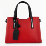 Стилна чанта от естесвена кожа - червена