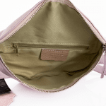 Дамска чанта тип " Бъбрек " от естествена кожа - фуксия