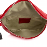 Дамска чанта тип " Бъбрек " от естествена кожа -  червена