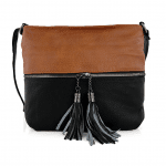Ефектна дамска чанта за през рамо - светло кафяво/керемидено кафяво