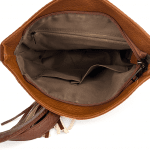 Ефектна дамска чанта за през рамо - тъмно кафяво/кафяво 
