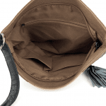 Ефектна дамска чанта за през рамо - сиво/черно